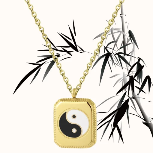 18K Gold Tai Chi Yin Yang Necklace – Stainless Steel Chain 1